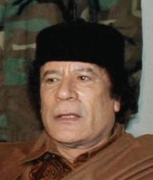 HELLO: Libyan leader Muammar Ghaddafi