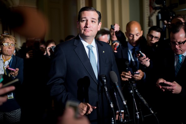 Sen. Ted Cruz hosts a press conference following the end of the government shutdown