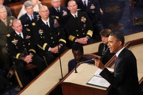 The Joint Chiefs look on as President Obama delivers the State of the Union address on Jan. 24. 