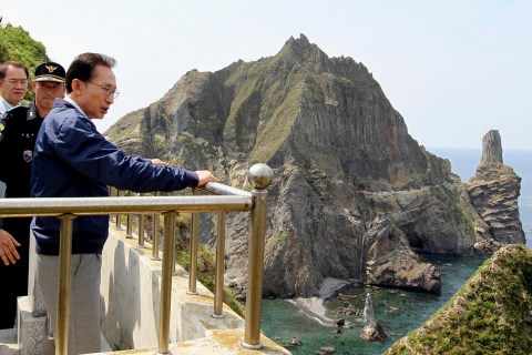 South Korean President Lee visits a set of remote islands called Dokdo in Korean and Takeshima in Japanese