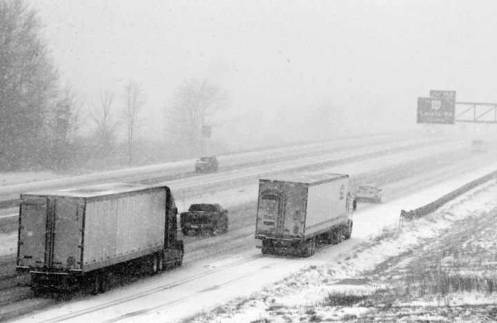 Image: The Ohio Turnpike in North Ridgeville, Ohio during the start of a major winter storm on Dec. 26, 2012. The National Weather Service posted blizzard warnings for a swath of Ohio from the Indiana border stretching northeast to the Lake Erie region.