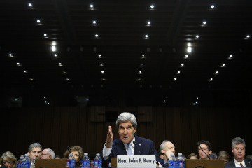 U.S. Senator Kerry testifies during his Senate Foreign Relations Committee confirmation hearing to be secretary of state, on Capitol Hill in Washington