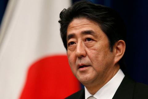 Japan's new Prime Minister Shinzo Abe attends a news conference at his official residence in Tokyo