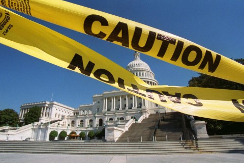 The US Capitol stands deserted 20 October 2001 in