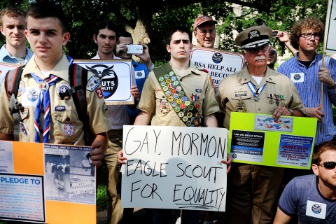 Scouts for Equality holds a rally to call for equality and inclusion for gays in the Boy Scouts of America.