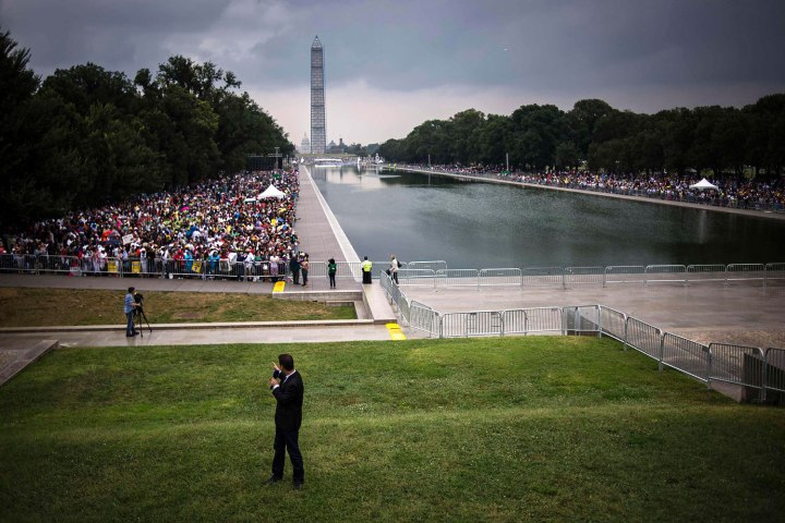 Crowds gather on the National Mall to commemorate the 50th Anniversary of the March on Washington