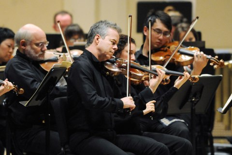 Milwaukee Symphony Orchestra Concertmaster Frank Almond performs plays the Lipinski Stradivarius violin during their Spring for Music festival concert at Carnegie Hall on Friday, May 11, 2012 in New York City.